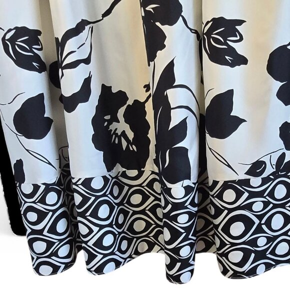White House Black Market Silk Floral Dress Black & White Spaghetti Straps 14 - Picture 5 of 7